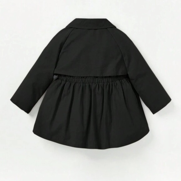 Baby girls / toddler girls black button front trench coat jacket - Picture 2 of 3